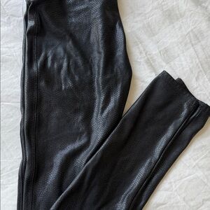 Textured Black Faux Leather Leggings